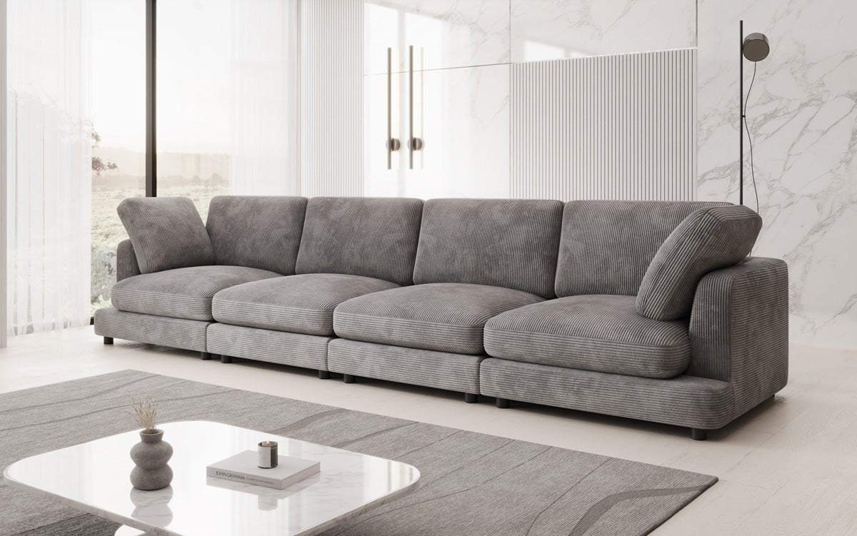 Designer 4-Sëtz Sofa Thalessa am Cord