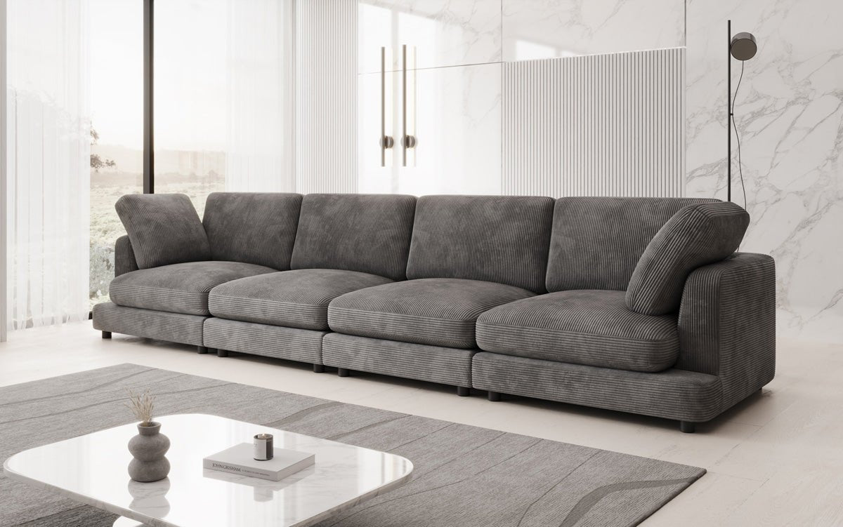 Designer 4-Sëtz Sofa Thalessa am Cord