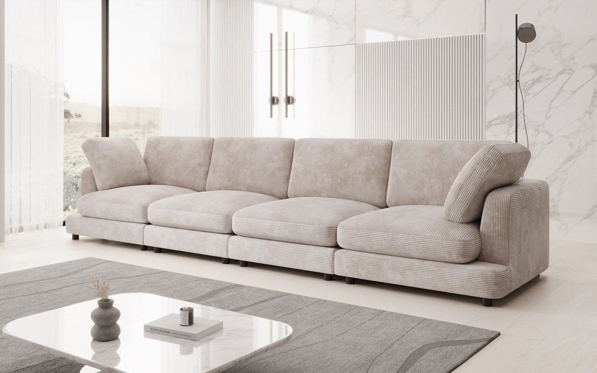 Designer 4-Sëtz Sofa Thalessa am Cord