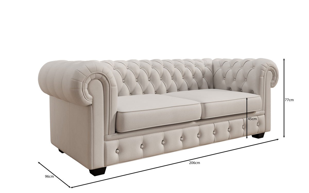 Chesterfield 3 Sëtz Sofa Royal a Echtläder