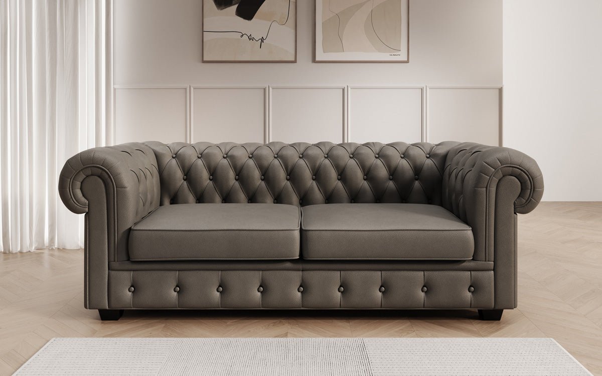 Chesterfield 3 Sëtz Sofa Royal a Echtläder