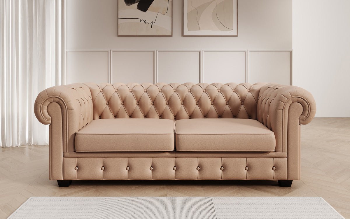 Chesterfield 3 Sëtz Sofa Royal a Echtläder