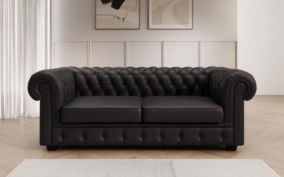 Chesterfield 3 Sëtz Sofa Royal a Echtläder