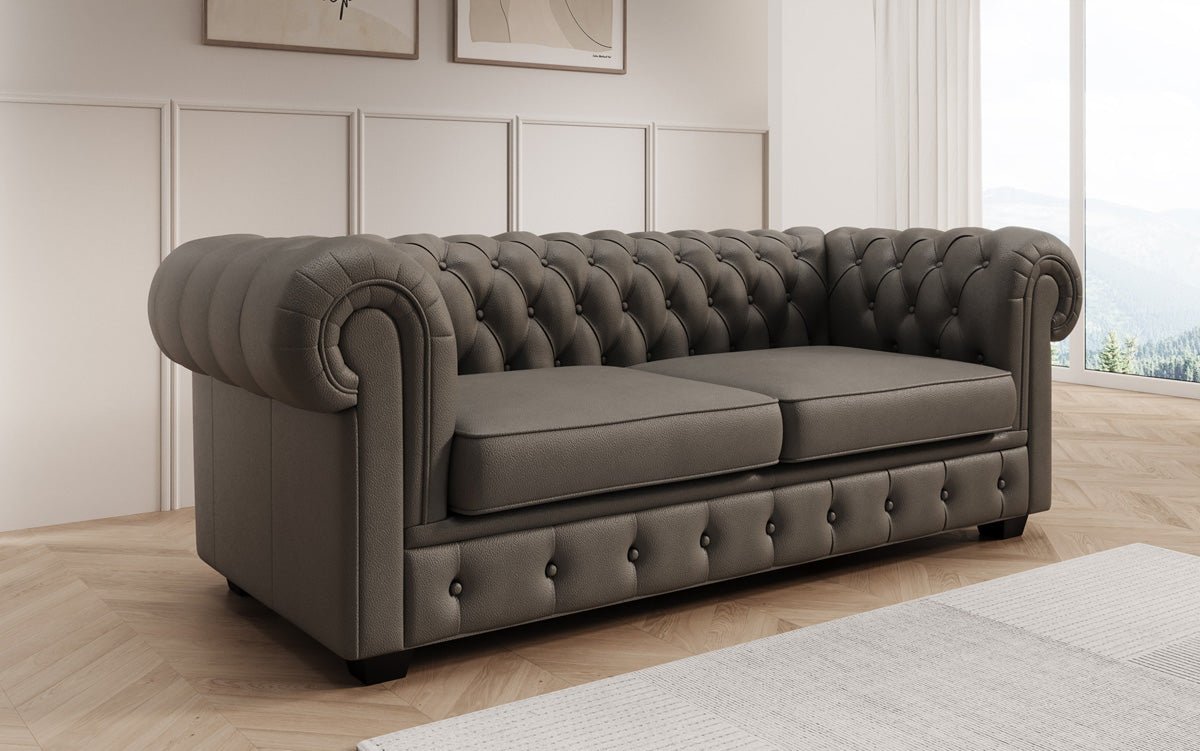 Chesterfield 3 Sëtz Sofa Royal a Echtläder