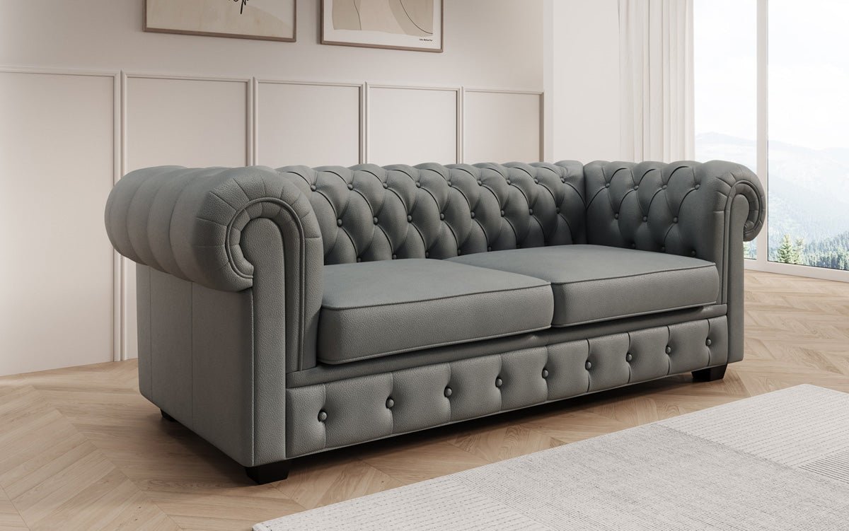 Chesterfield 3 Sëtz Sofa Royal a Echtläder