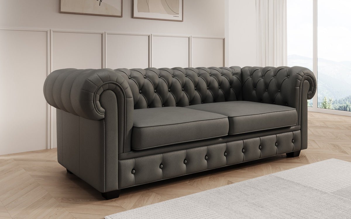 Chesterfield 3 Sëtz Sofa Royal a Echtläder