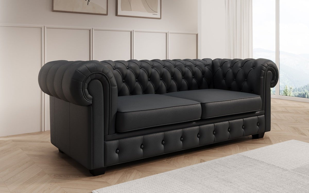 Chesterfield 3 Sëtz Sofa Royal a Echtläder