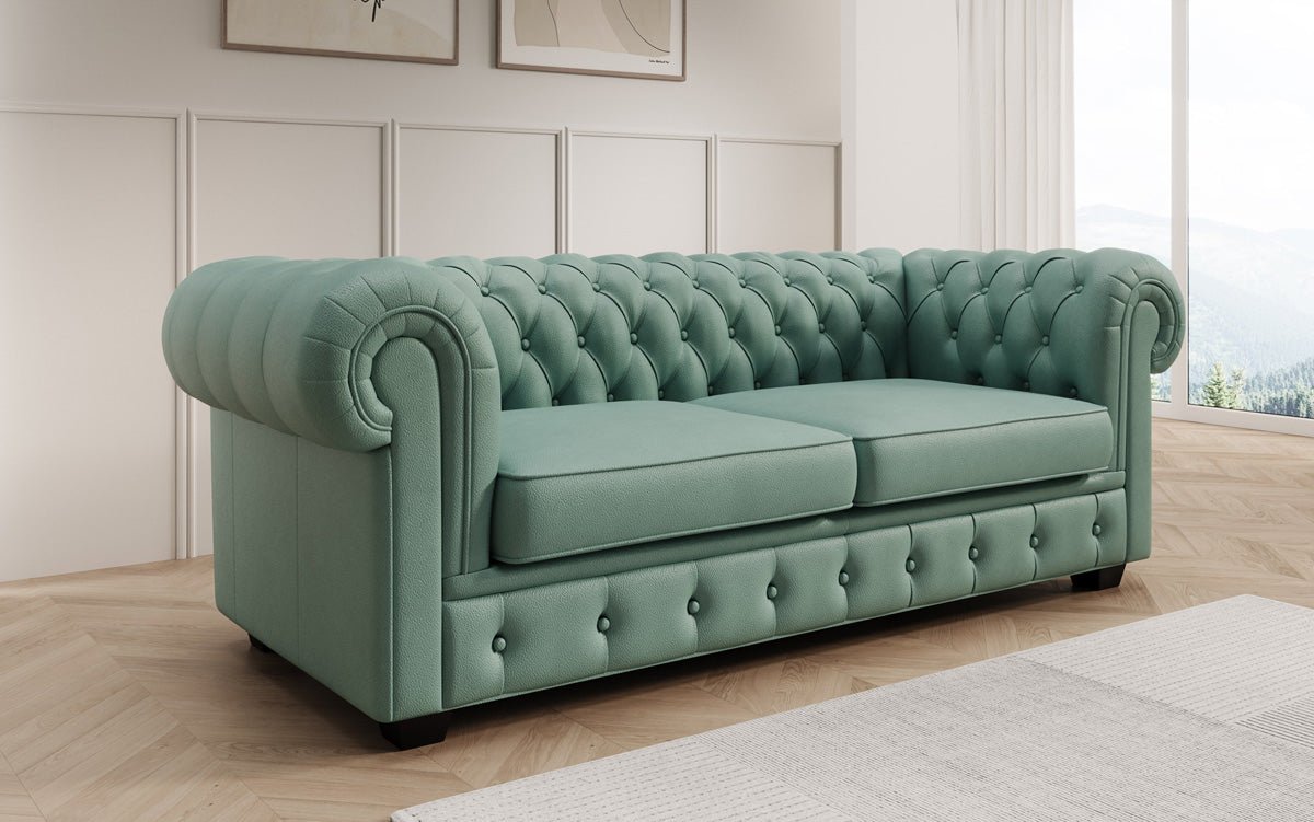 Chesterfield 3 Sëtz Sofa Royal a Echtläder