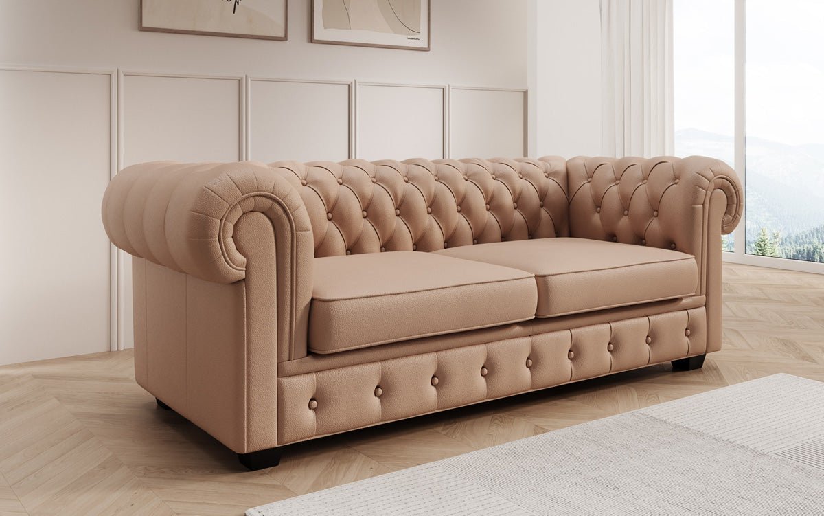 Chesterfield 3 Sëtz Sofa Royal a Echtläder