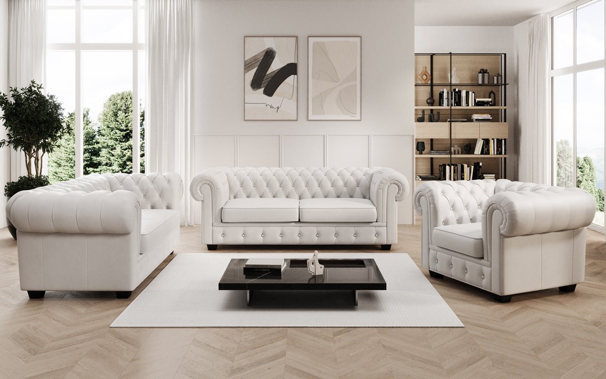 Chesterfield 3 Sëtz Sofa Royal a Echtläder