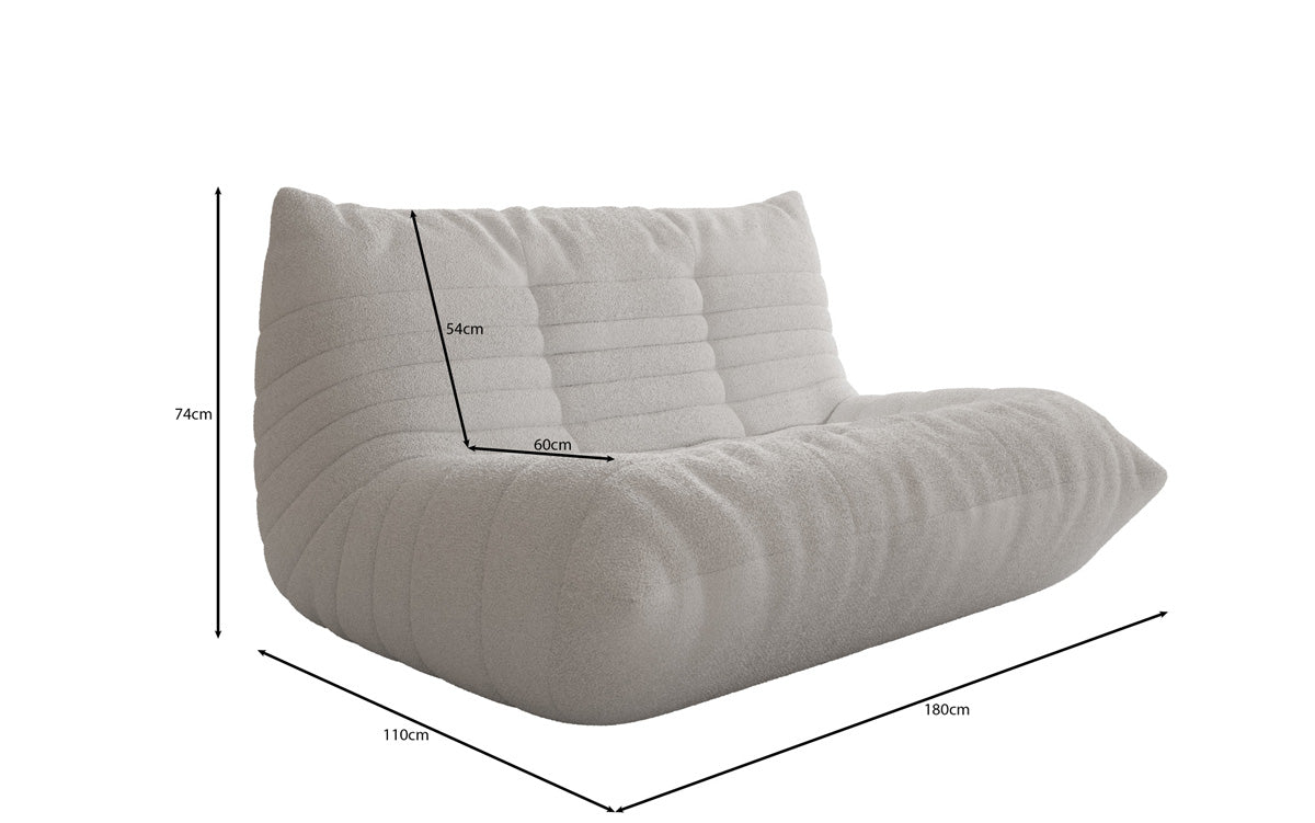 Designer 2 Sitzer Sofa Calmo in Teddy Bouclé