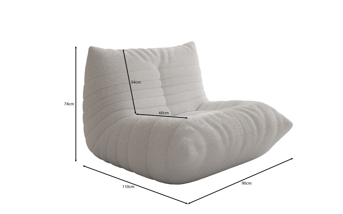 Designer Sofa-Sessel Calmo am Teddy Bouclé