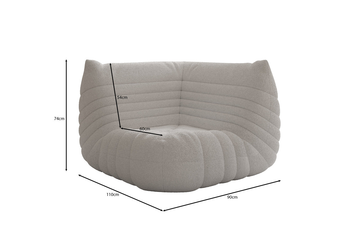 Designer Eckmodul Sofa-Sessel Calmo am Teddy Bouclé