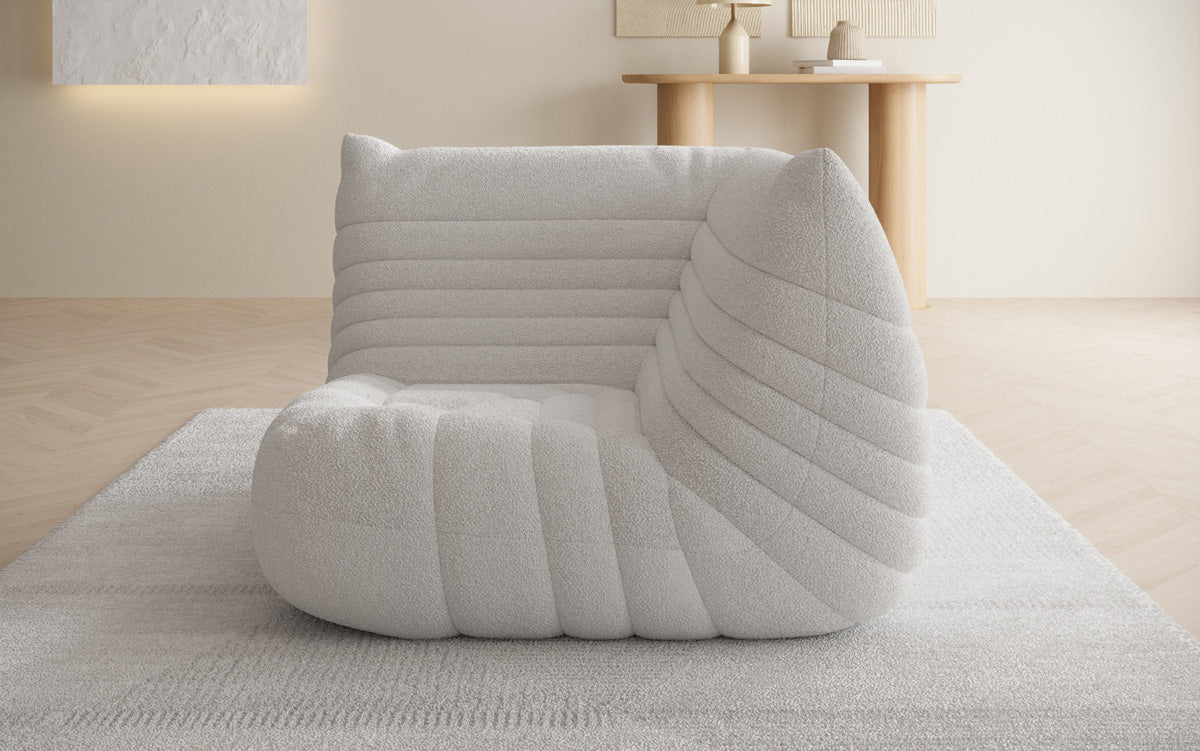 Designer Eckmodul Sofa-Sessel Calmo am Teddy Bouclé