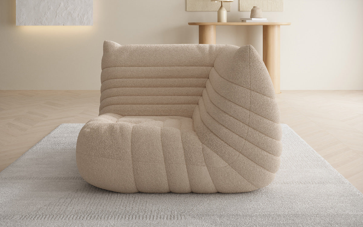 Designer Eckmodul Sofa-Sessel Calmo am Teddy Bouclé