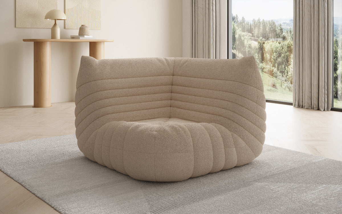 Designer Eckmodul Sofa-Sessel Calmo am Teddy Bouclé