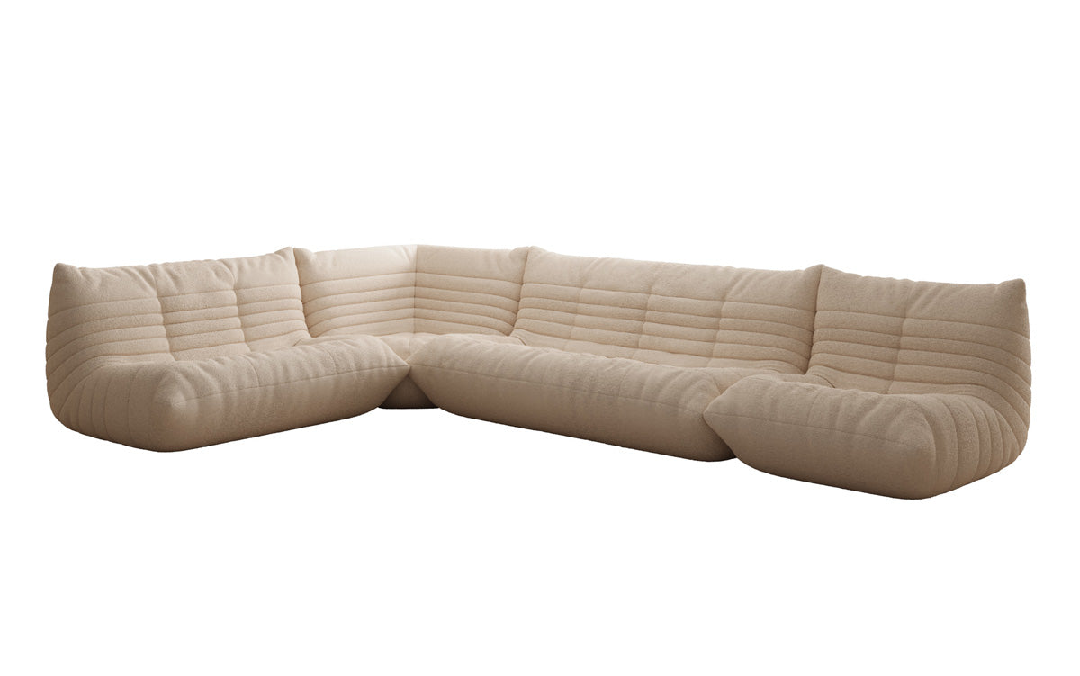 Designer Sofa Wunnlandschaft Calmo am Teddy Bouclé