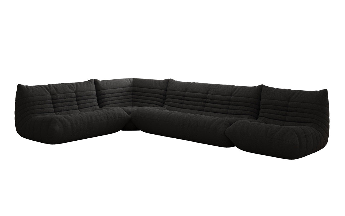 Designer Sofa Wunnlandschaft Calmo am Teddy Bouclé