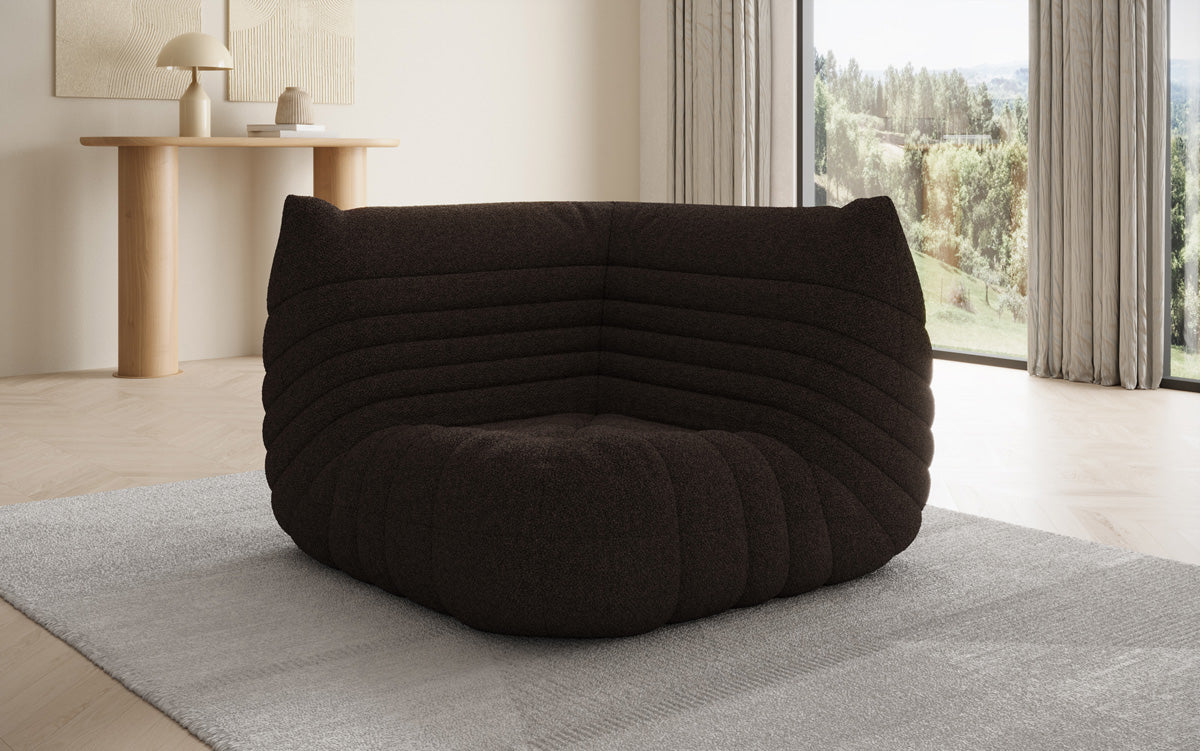 Designer Eckmodul Sofa-Sessel Calmo am Teddy Bouclé