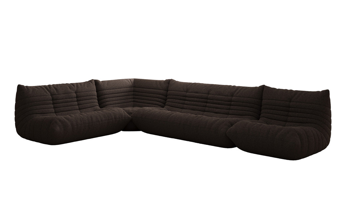 Designer Sofa Wunnlandschaft Calmo am Teddy Bouclé