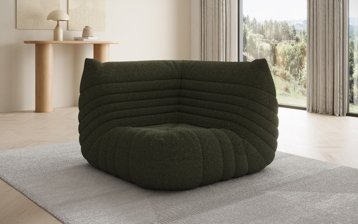 Designer Eckmodul Sofa-Sessel Calmo am Teddy Bouclé