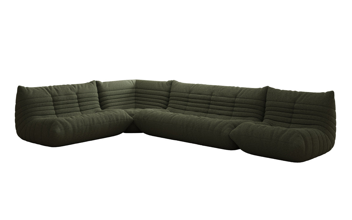 Designer Sofa Wunnlandschaft Calmo am Teddy Bouclé