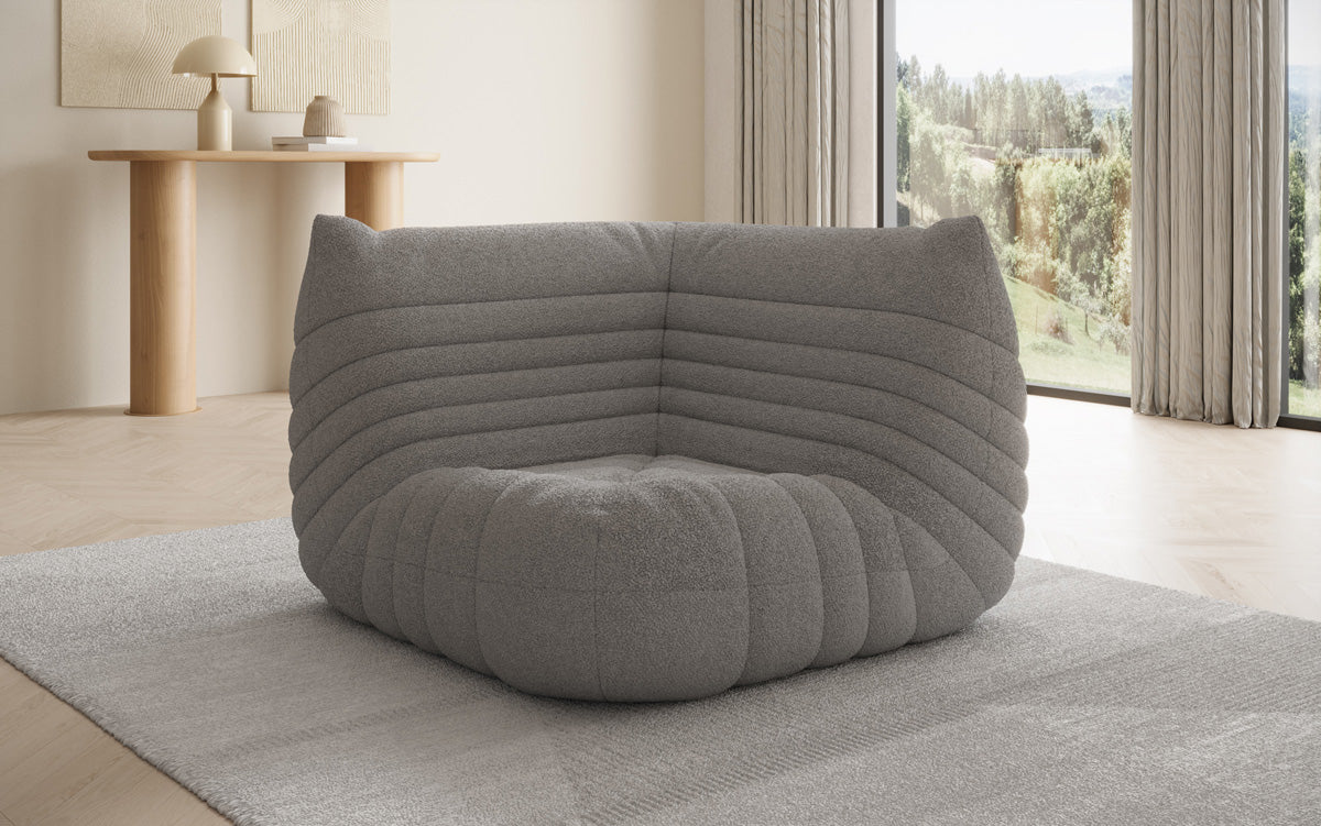 Designer Eckmodul Sofa-Sessel Calmo am Teddy Bouclé