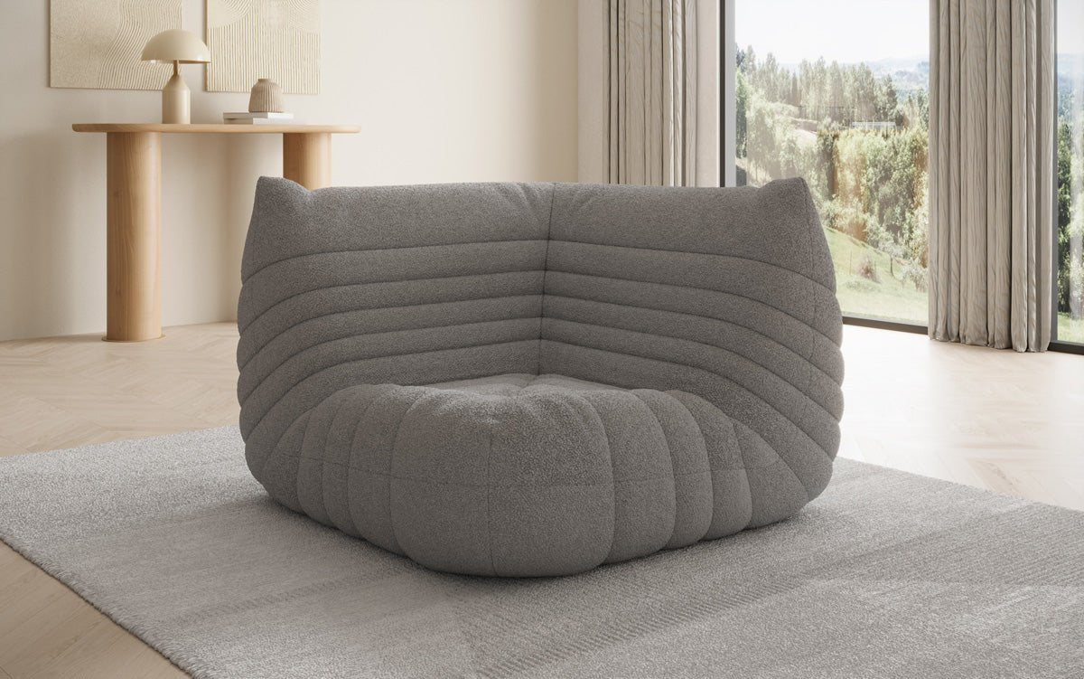 Designer Eckmodul Sofa-Sessel Calmo in Teddy Bouclé