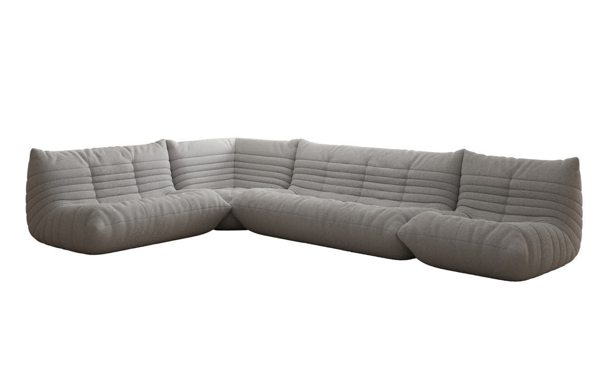 Designer Sofa Wunnlandschaft Calmo am Teddy Bouclé