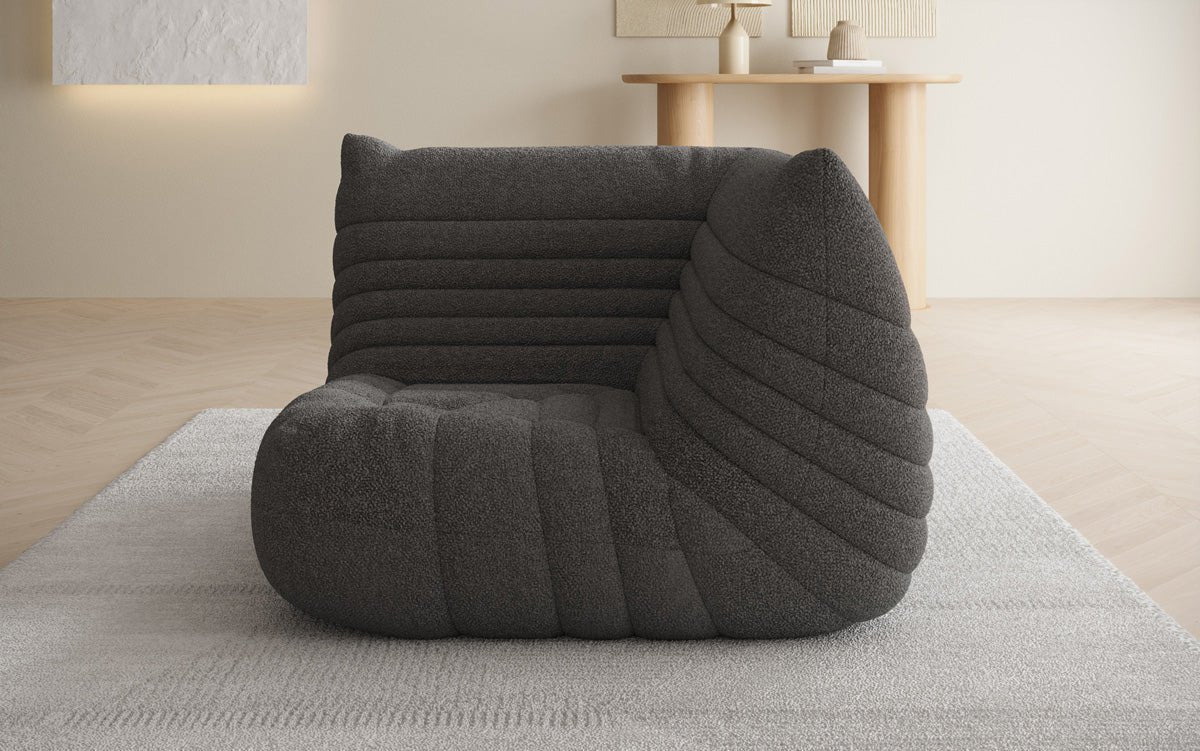 Designer Eckmodul Sofa-Sessel Calmo in Teddy Bouclé