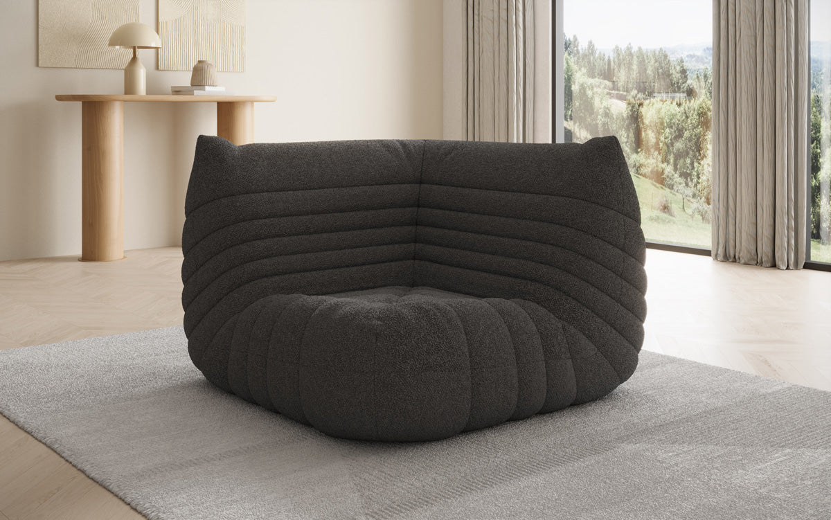 Designer Eckmodul Sofa-Sessel Calmo am Teddy Bouclé