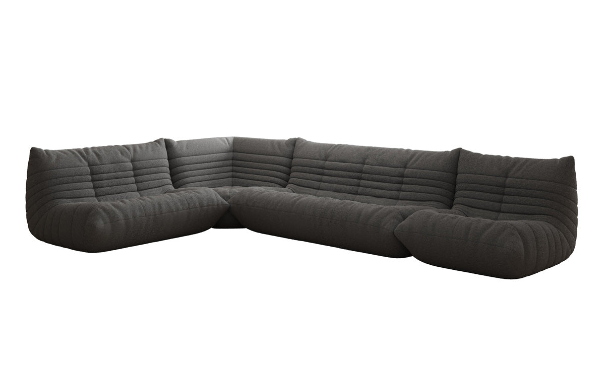 Designer Sofa Wunnlandschaft Calmo am Teddy Bouclé