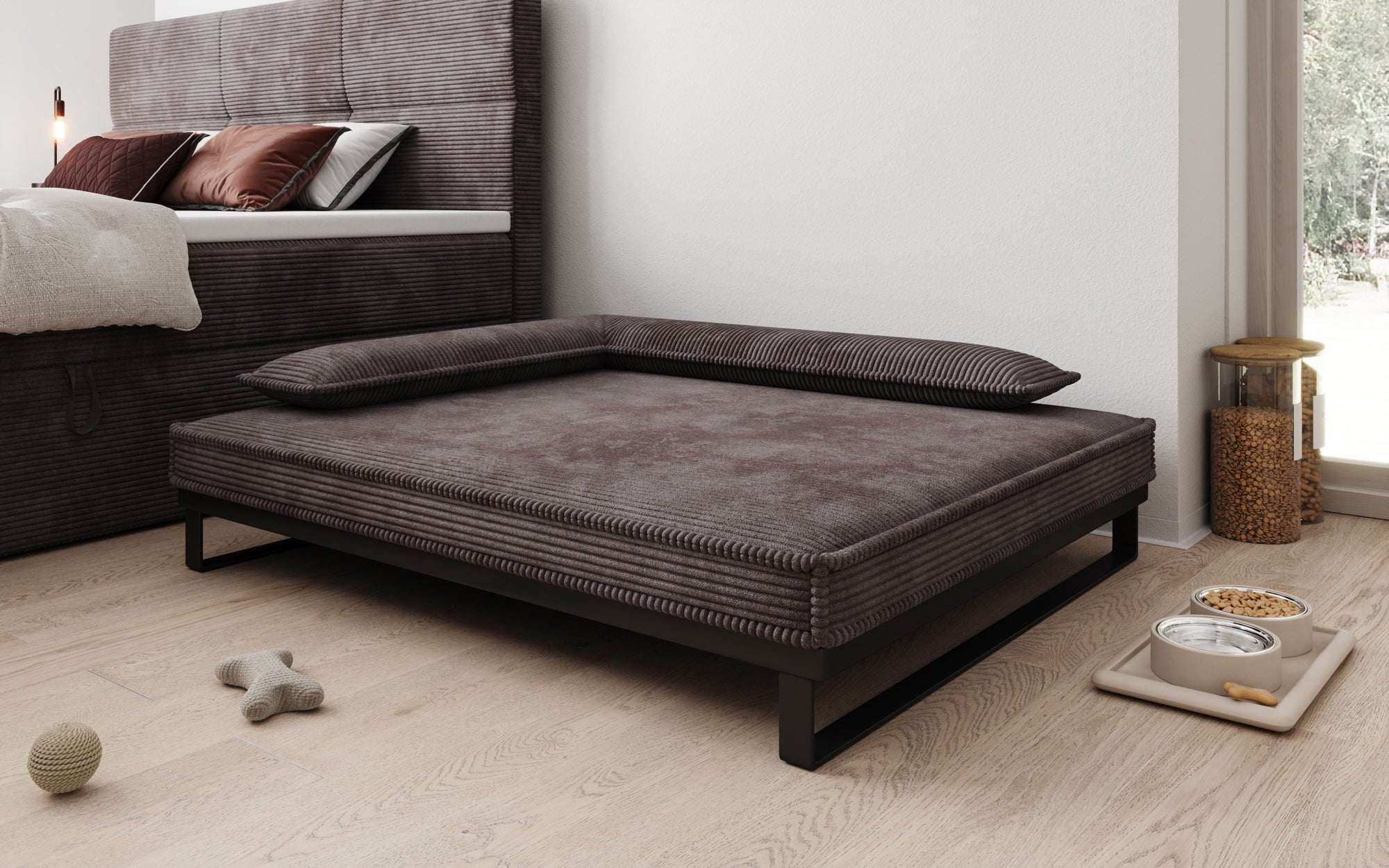 Hundebett Milo – 100x120 cm mit Cordbezug & Metallrahmen