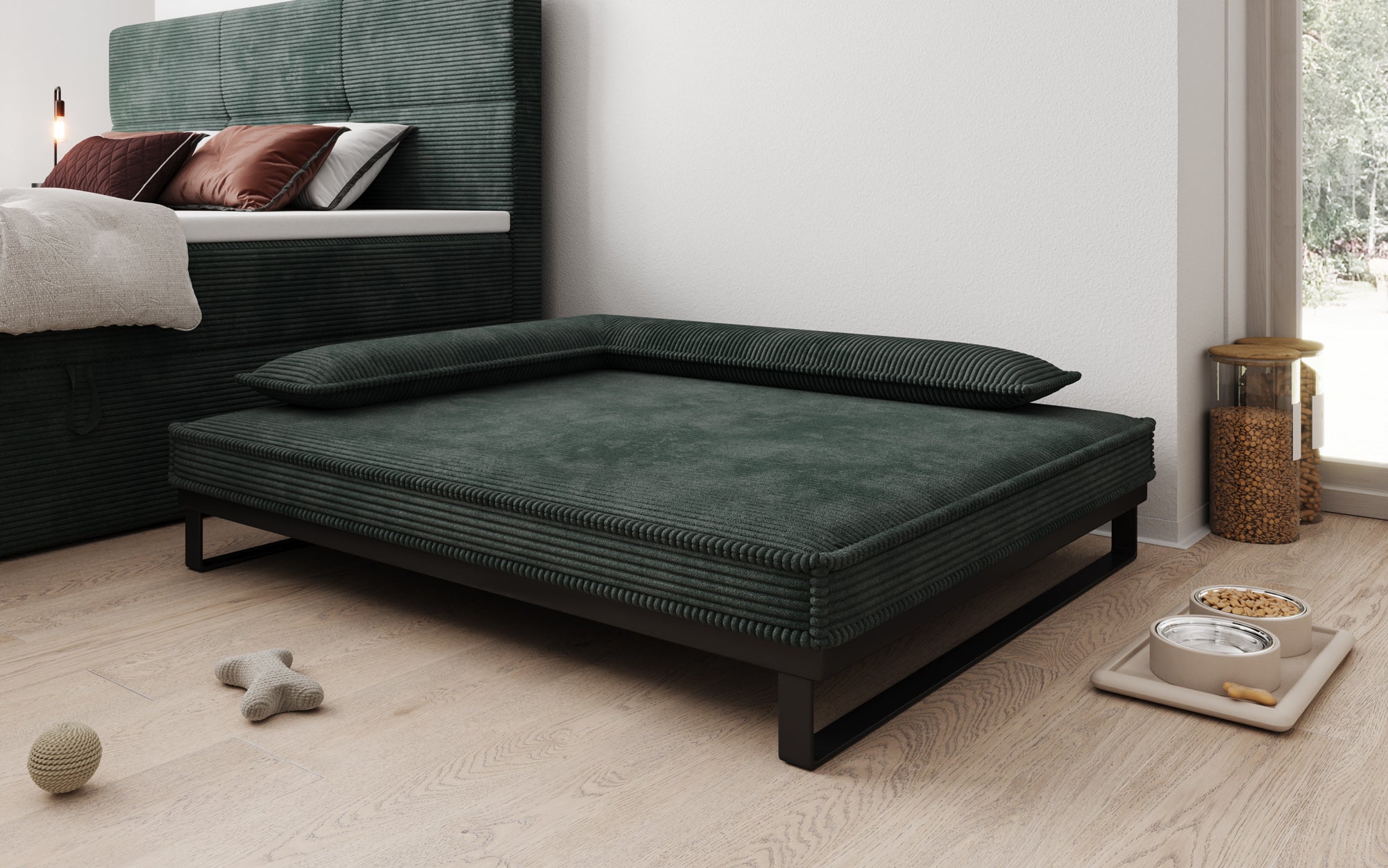 Hundebett Milo – 100x120 cm mit Cordbezug & Metallrahmen