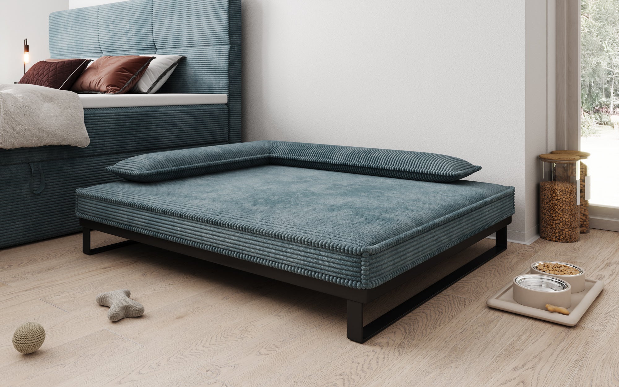 Hundebett Milo – 100x120 cm mit Cordbezug & Metallrahmen