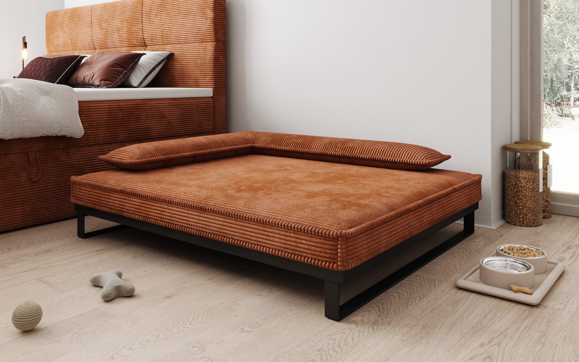 Hundebett Milo – 100x120 cm mit Cordbezug & Metallrahmen