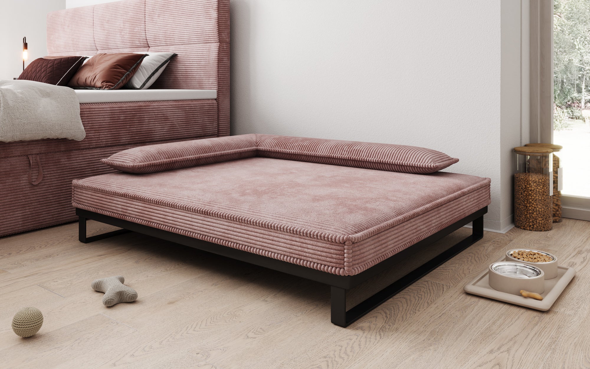 Hundebett Milo – 100x120 cm mit Cordbezug & Metallrahmen