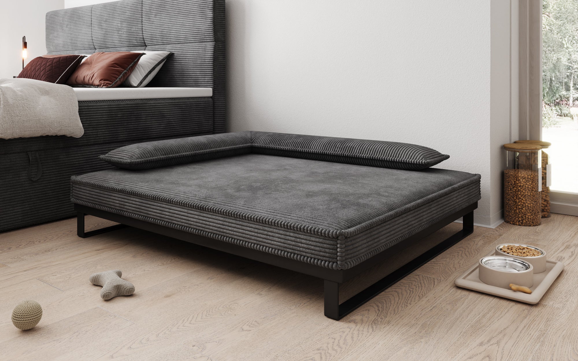 Hundebett Milo – 100x120 cm mit Cordbezug & Metallrahmen