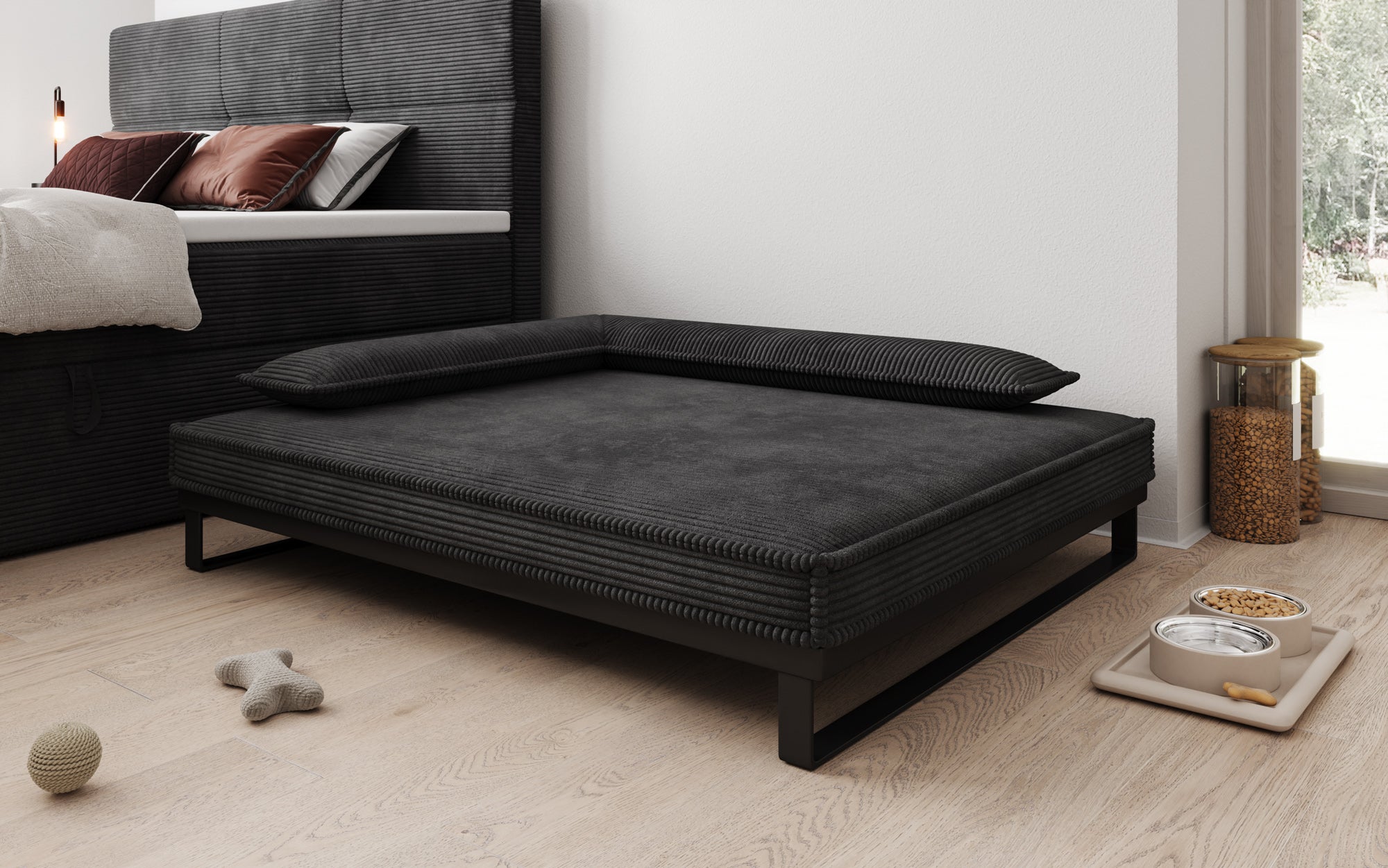 Hundebett Milo – 100x120 cm mit Cordbezug & Metallrahmen