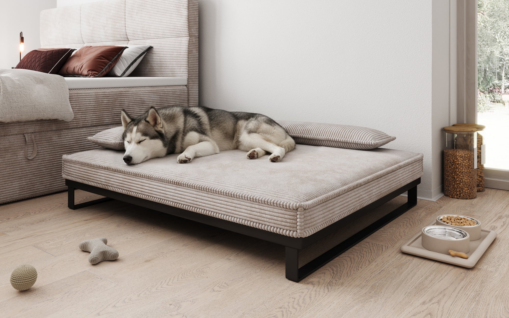 Hundebett Milo – 100x120 cm mit Cordbezug & Metallrahmen