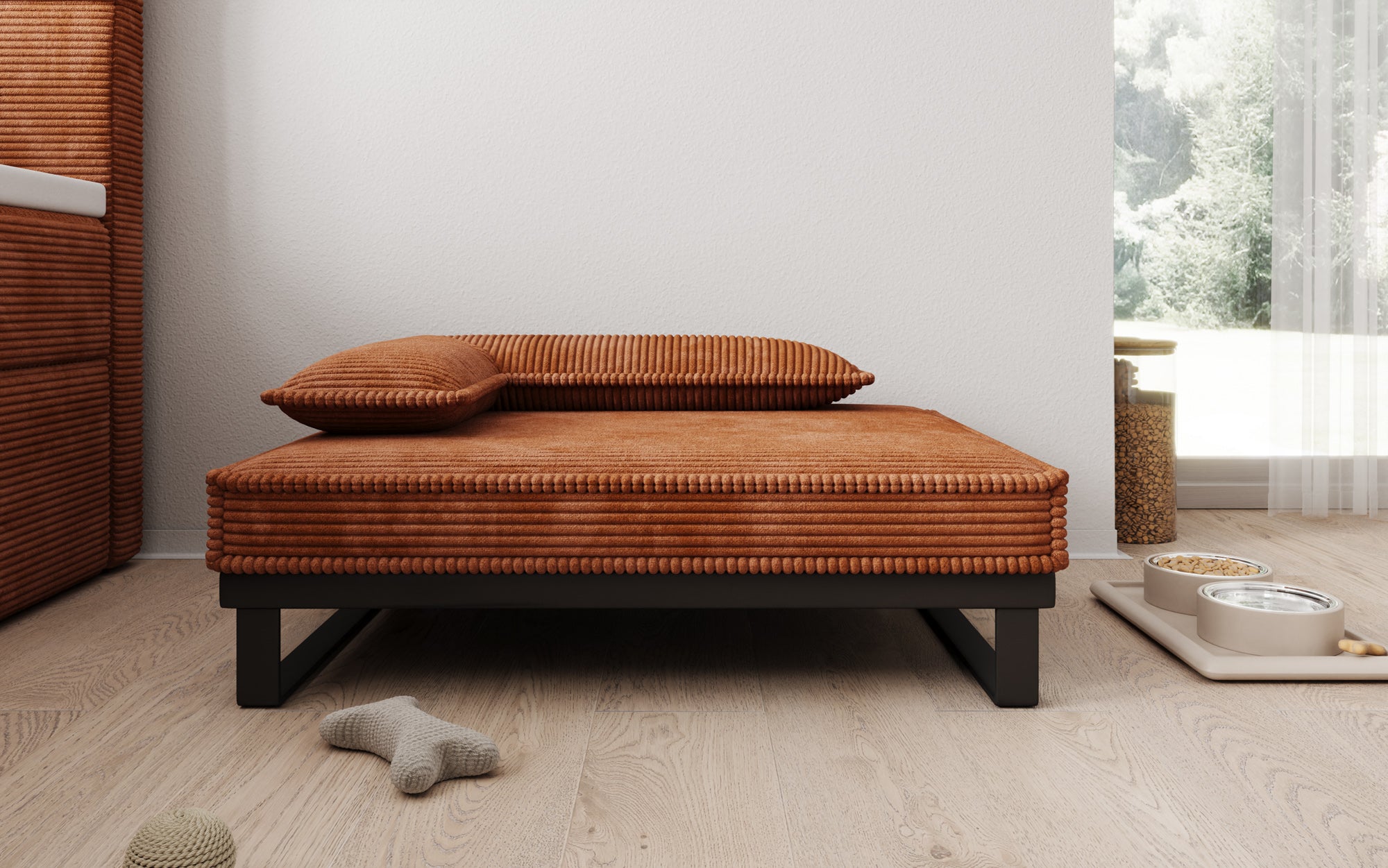Hundebett Milo – 80×60 cm mit Cordbezug & Metallrahmen