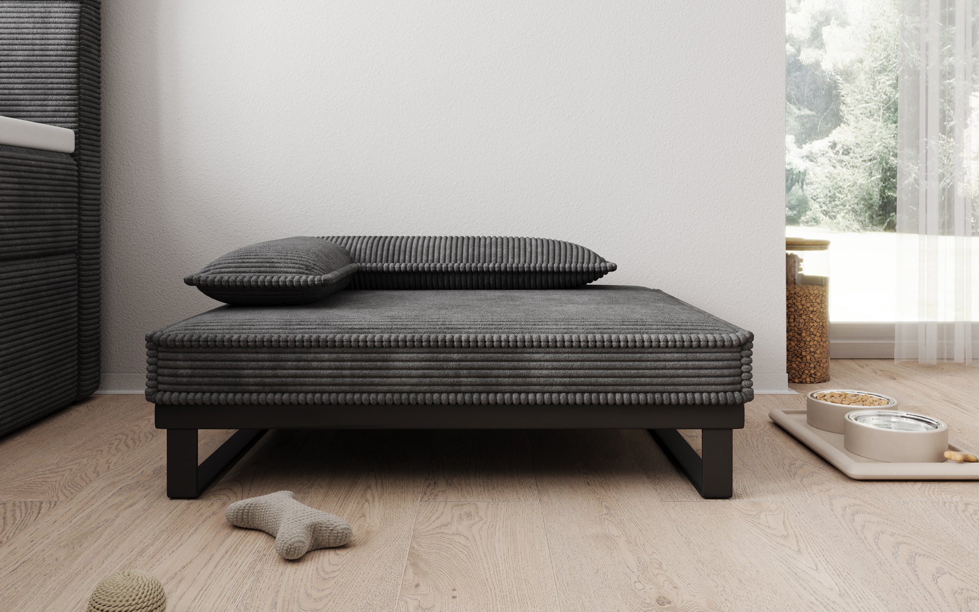 Hundebett Milo – 80×60 cm mit Cordbezug & Metallrahmen