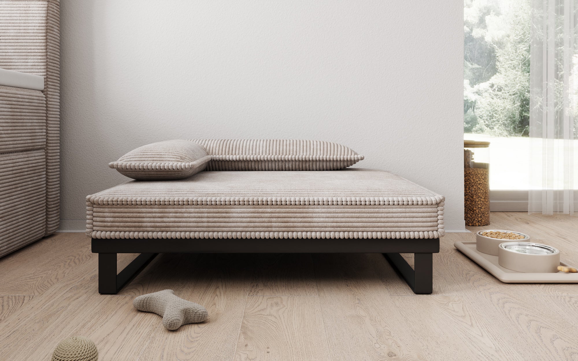 Hundebett Milo – 80×60 cm mit Cordbezug & Metallrahmen