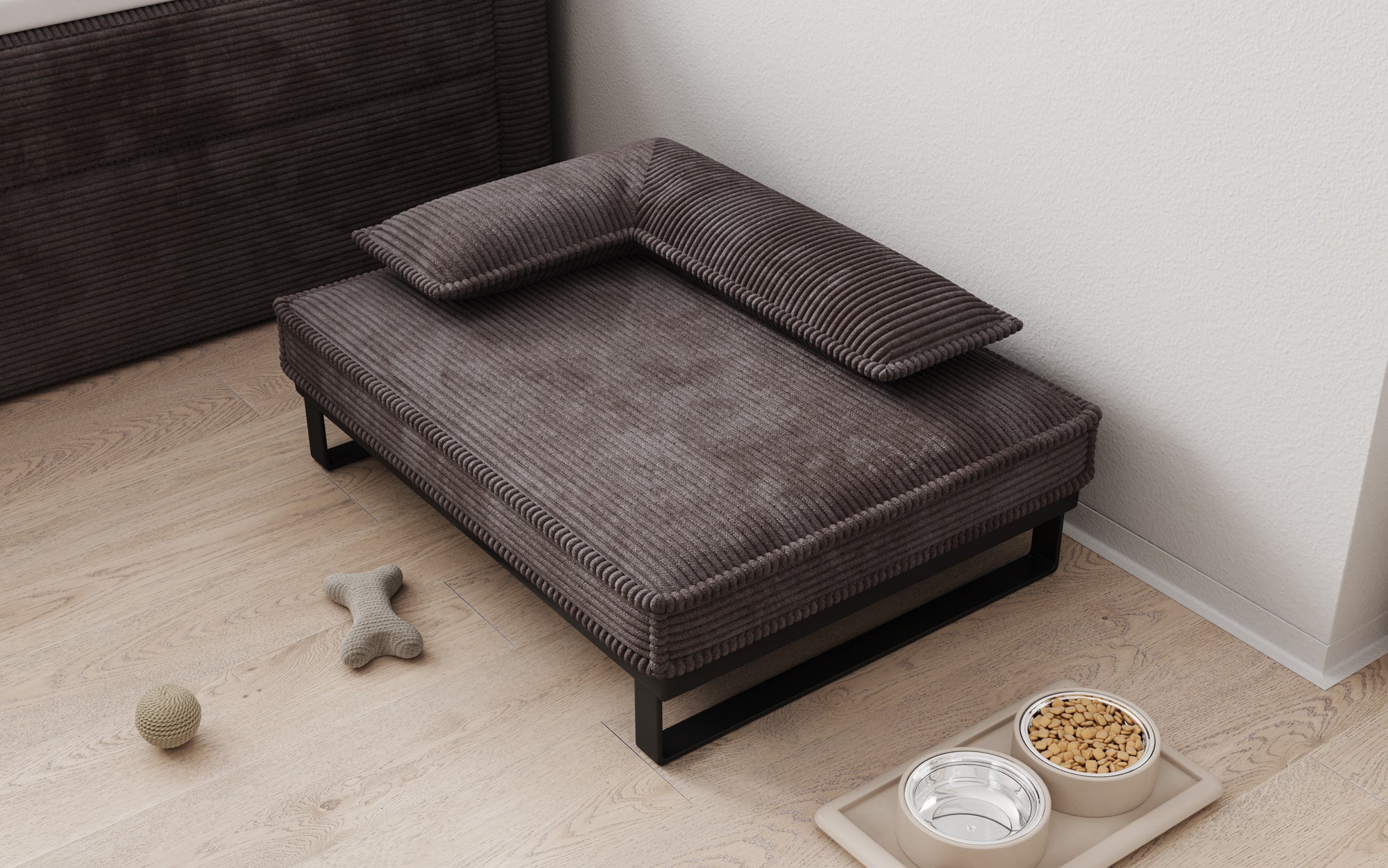 Hundebett Milo – 80×60 cm mit Cordbezug & Metallrahmen