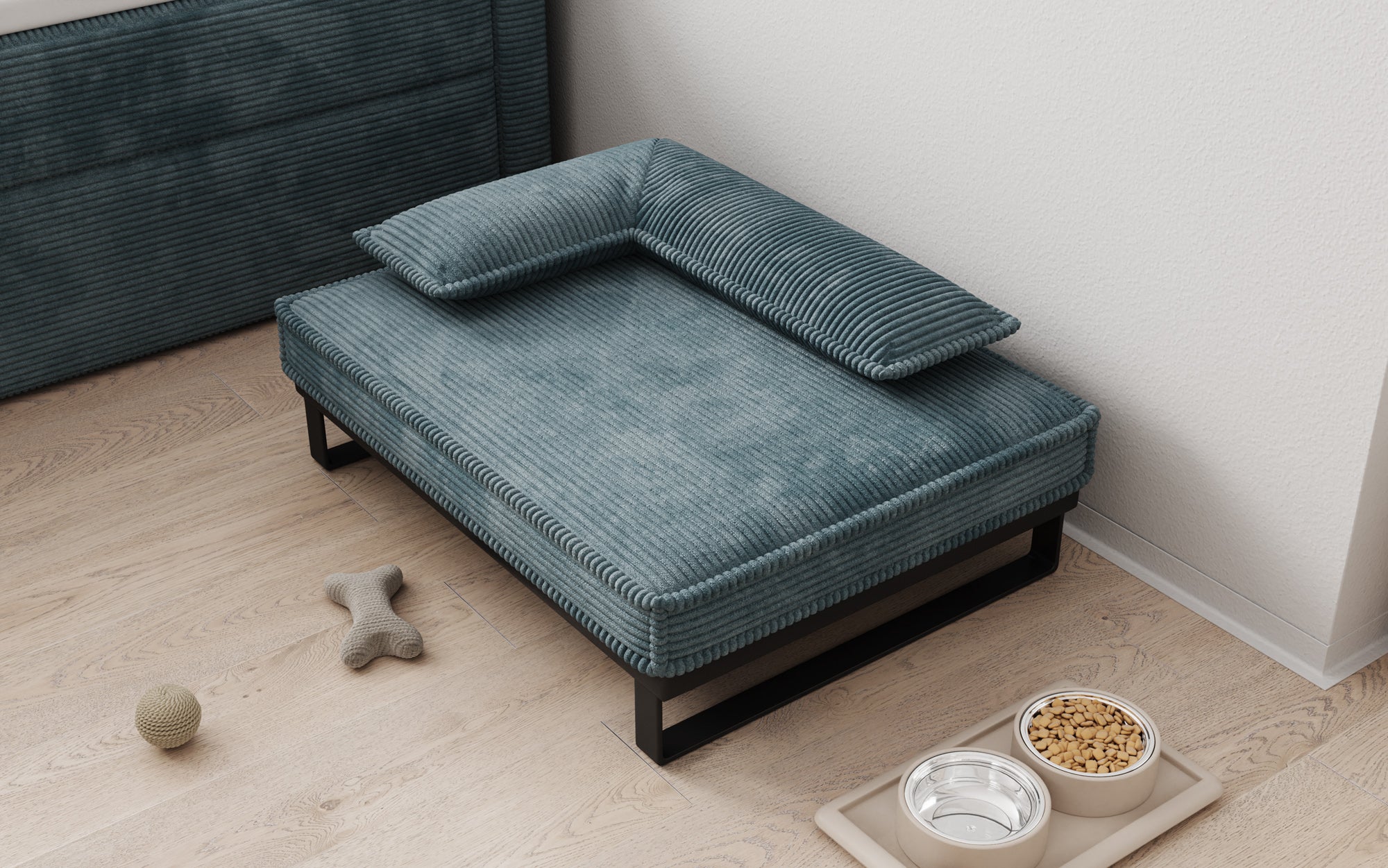 Hundebett Milo – 80×60 cm mit Cordbezug & Metallrahmen