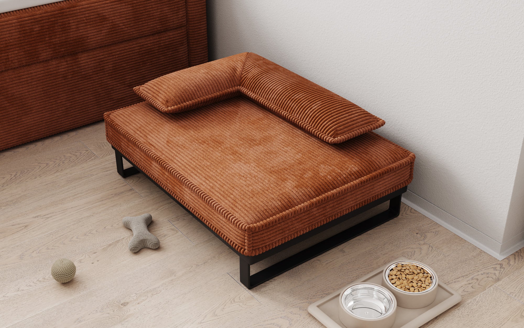 Hundebett Milo – 80×60 cm mit Cordbezug & Metallrahmen