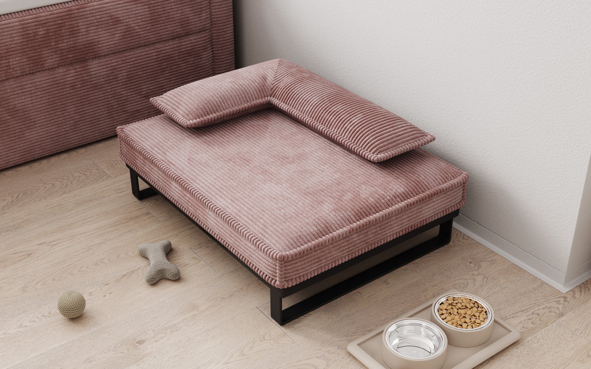 Hundebett Milo – 80×60 cm mit Cordbezug & Metallrahmen