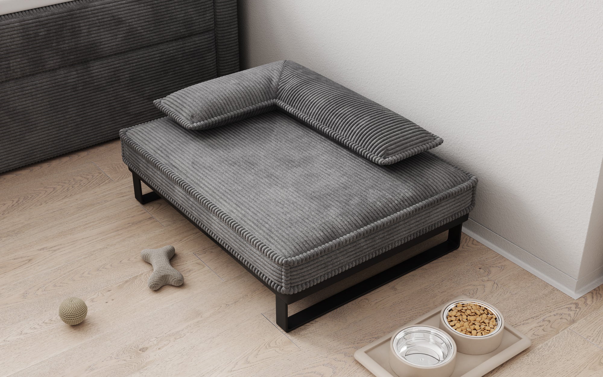 Hundebett Milo – 80×60 cm mit Cordbezug & Metallrahmen