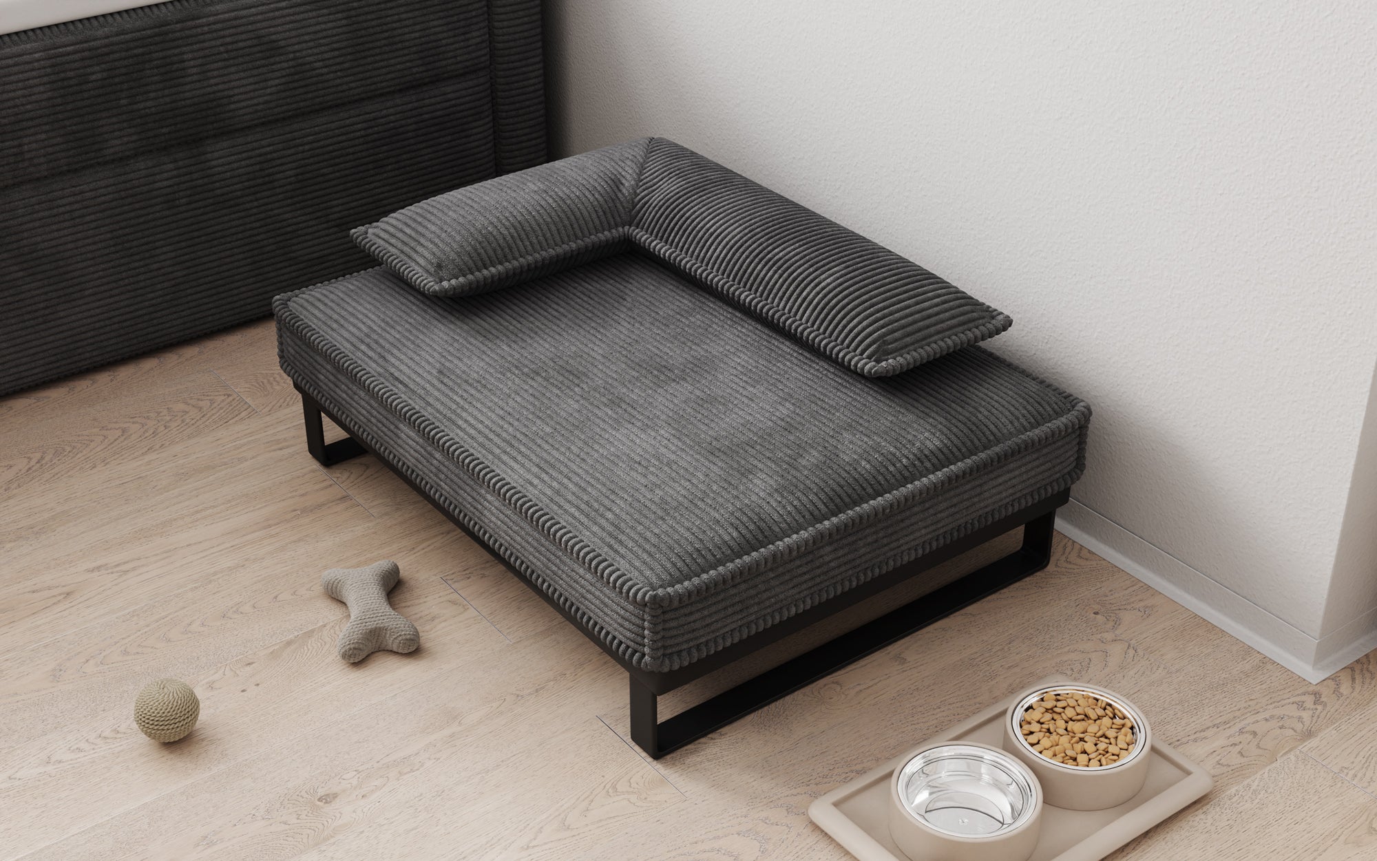 Hundebett Milo – 80×60 cm mit Cordbezug & Metallrahmen