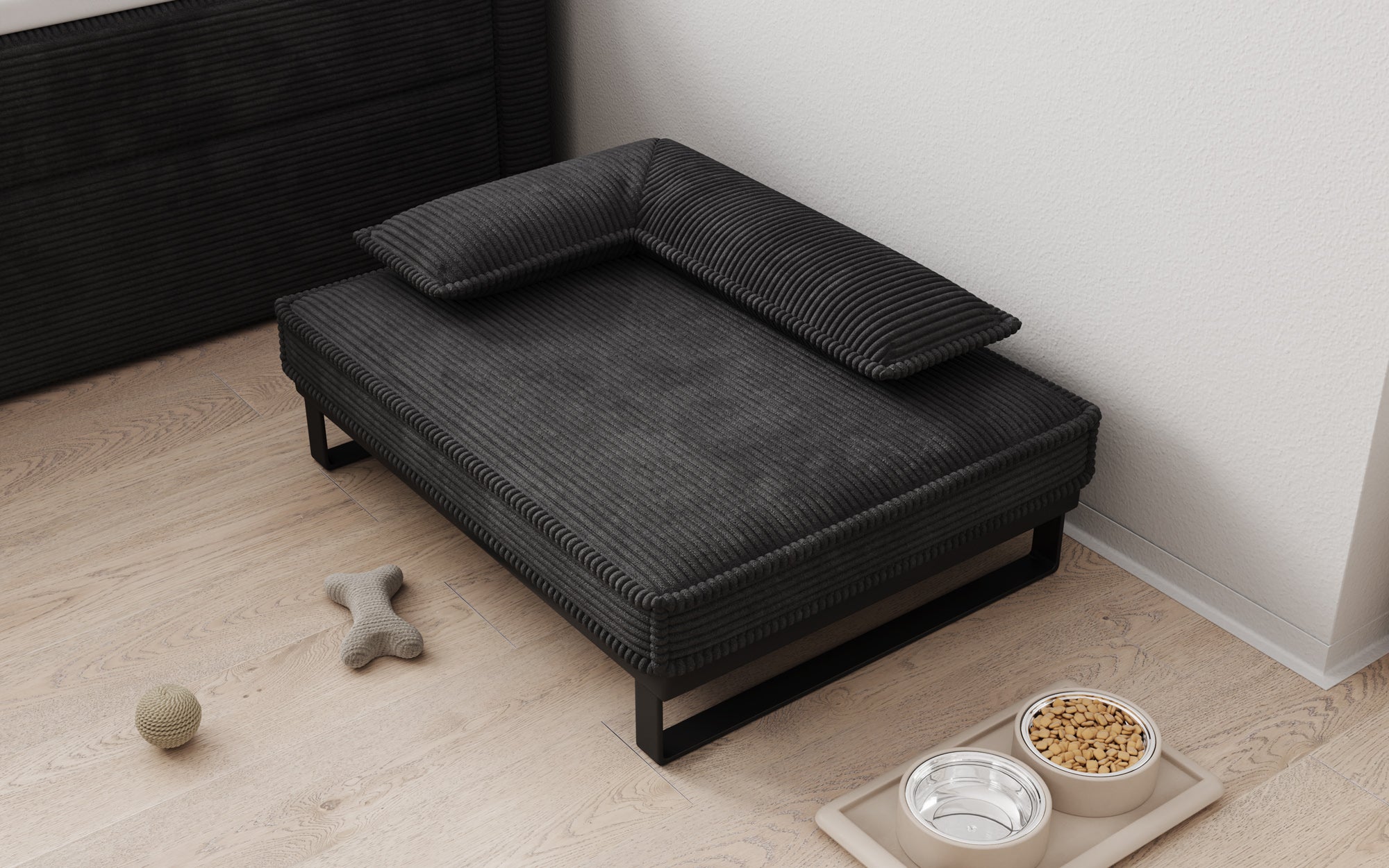 Hundebett Milo – 80×60 cm mit Cordbezug & Metallrahmen